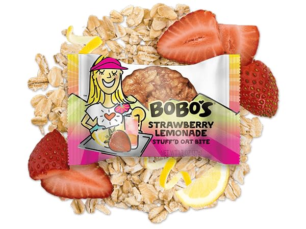 Bobo's Oat Bites Stuff'd Strawberry Lemonade, Pack of 30 (1.3 oz Bites), Gluten Free Whole Grain Rolled Oats