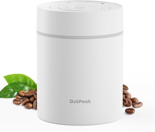 OUTPEAK Neo 2026 Auto Vacuum Coffee Canister, 0.75L Capacity for 8.8oz of Coffee Beans, One-Button Operation, Stainless Steel Coffee Storage Container with Scoop White (Champion's Choice)