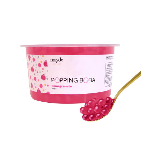 Mayde Popping Boba Pearls for Drinks, Desserts, & Breakfast Bowls, Pomegranate Flavor, 490 grams