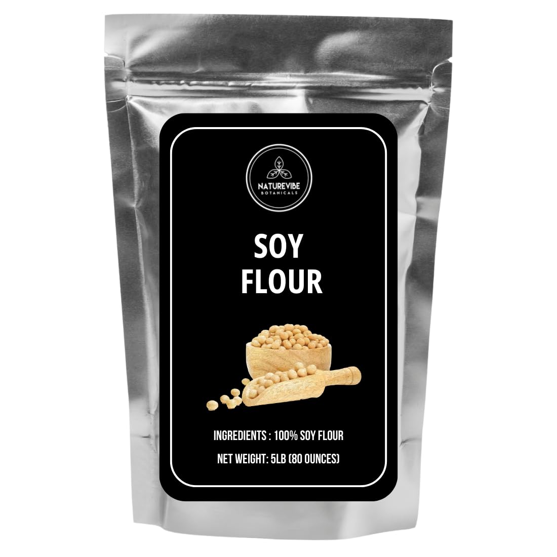 Naturevibe Botanicals Defatted Soy Flour 5 lb | High-Protein, Low-Fat Flour | Gluten-Free, Non-GMO | Perfect for Baking, Rotis, Breads, Smoothies, Protein Shakes & Plant-Based Cooking