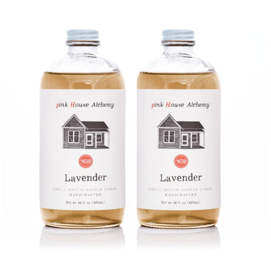 Pink House Alchemy Lavender Simple Syrup – 16oz Pack of 2 – Handcrafted All-Natural Mixer for Coffee, Cocktails, Soda, Lemonade, Tea & Baking – Gluten-Free, Non-GMO, Vegan, Small Batch (LAV 2)