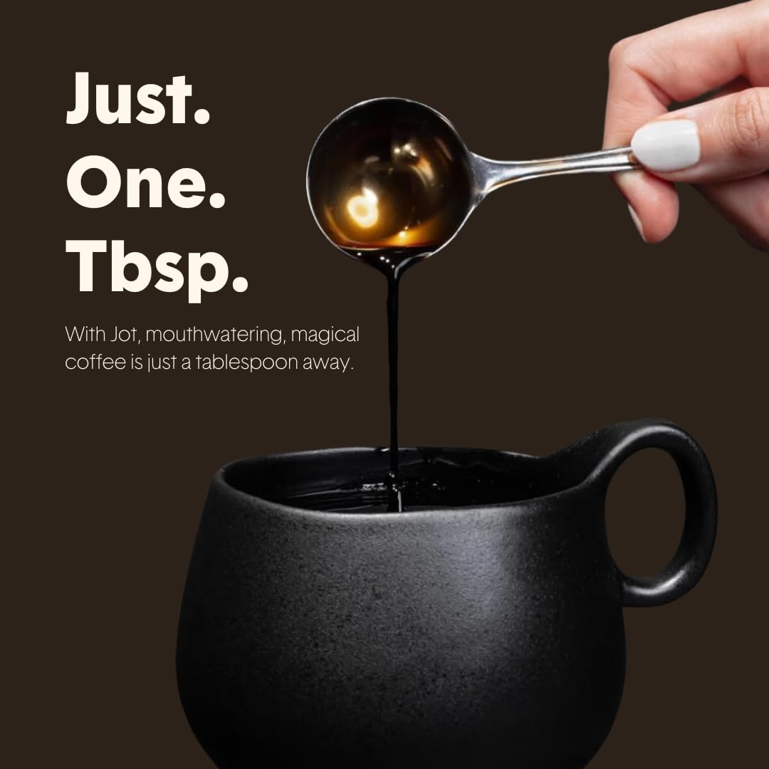 Jot Coffee Concentrate (Original/Dark) High Caffeine Cold Brew Coffee Concentrate Liquid for Iced Coffees, Instant Espresso, Hot or Cold Instant Coffees - Makes 14 Cups, 150mg Caffeine/Tbsp, No Sugar