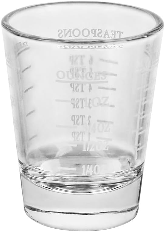 Set of 2 White Shot Glasses - Heavy Glass, Perfect for Measuring Espresso, Wine, and More 26-Incremental Measurement 1oz, 6 Tsp, 2 Tbs, 30ml (2, White)