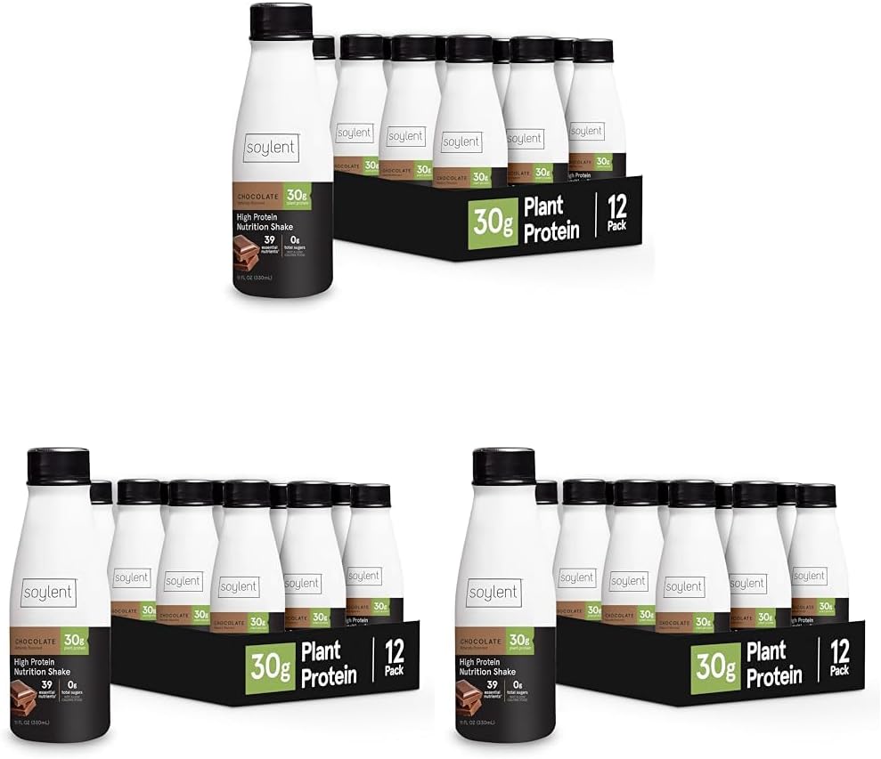 Soylent Chocolate High Protein Shake, 30g Complete Protein, Vegan, Dairy Free and 0g Sugar, Ready to Drink Protein Drinks, 11 Oz, 36 Pack