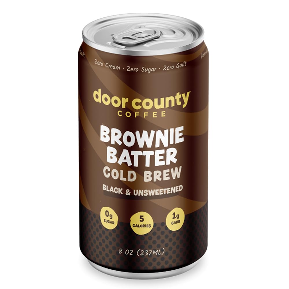 Door County Coffee Ready to Drink Canned Cold Brew Variety Pack - 8oz - 6 Pack - Cold Pressed Coffee, 5 Calories, Bold & Rich, Flavorful, 145mg Natural Caffeine