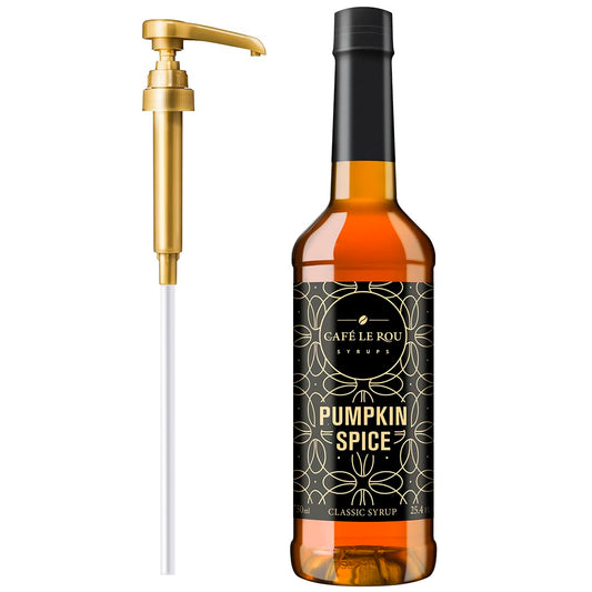 "NEW" Café Le Rou Pumpkin Spice Classic Syrup - 25.4 oz, 1 Pack with 1 Gold Pump Dispensers 25.4 Fl Oz (Pack of 1)