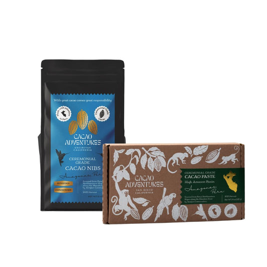 Ceremonial Cacao Bundle – Pure Nibs + Ceremonial Block | Ethically Sourced | Antioxidants | Perfect for Snacking, Rituals, or Drinking Cacao | Cacao Adventures