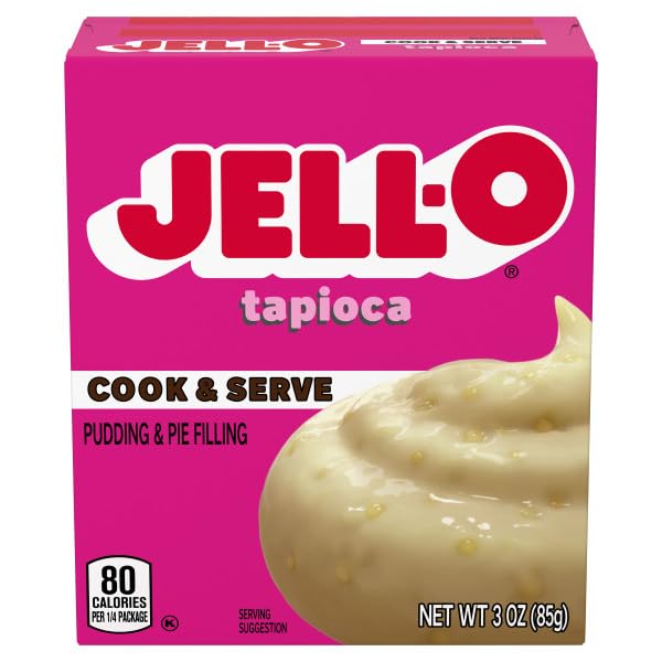 Jell-O Fat Free Cook & Serve Pudding & Pie Mix – Assorted Flavors: Tapioca, Cranberry, Raspberry, Watermelon Variety Pack