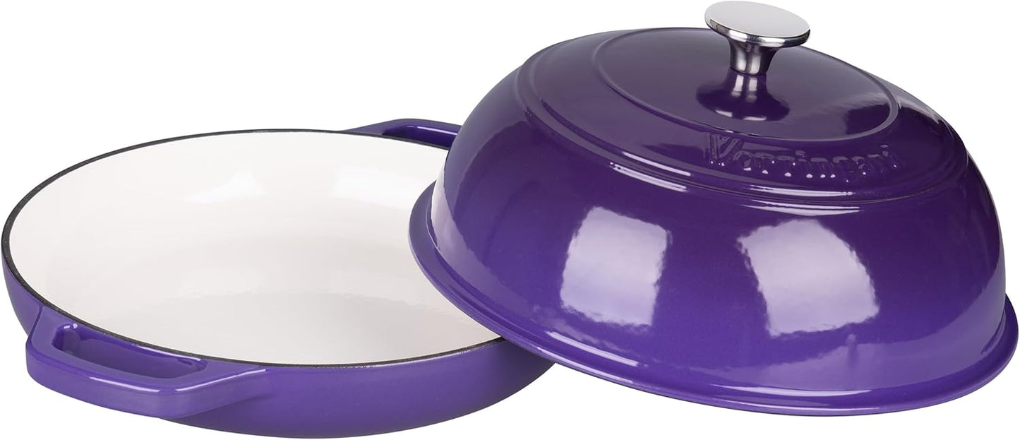 Enameled Cast Iron Dutch Oven Pot with Lid, Bread Oven for Sourdough Bread Baking, Dutch Ovens with Bread Proofing Basket& Baking Supplies Set, 6 Quart, Purple