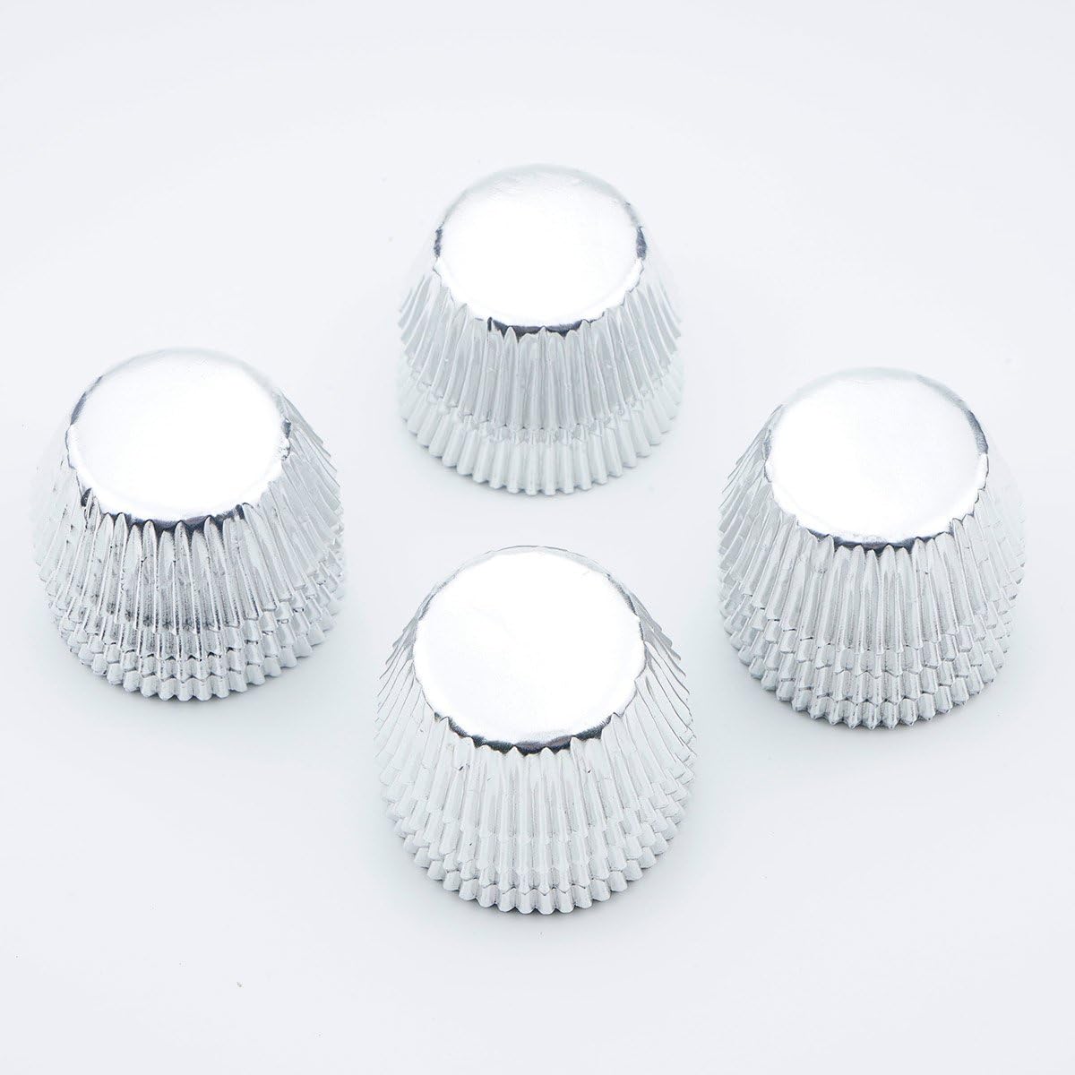Gifbera Mini Foil Baking Cups Silver, 300-Count Bright Foil Paper Silver Cupcake Liners Mini Size