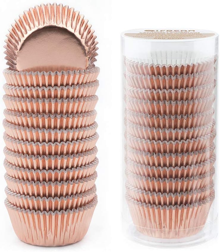 Gifbera Mini Rose Gold Foil Cupcake Liners Metallic Baking Cups, 300-Count