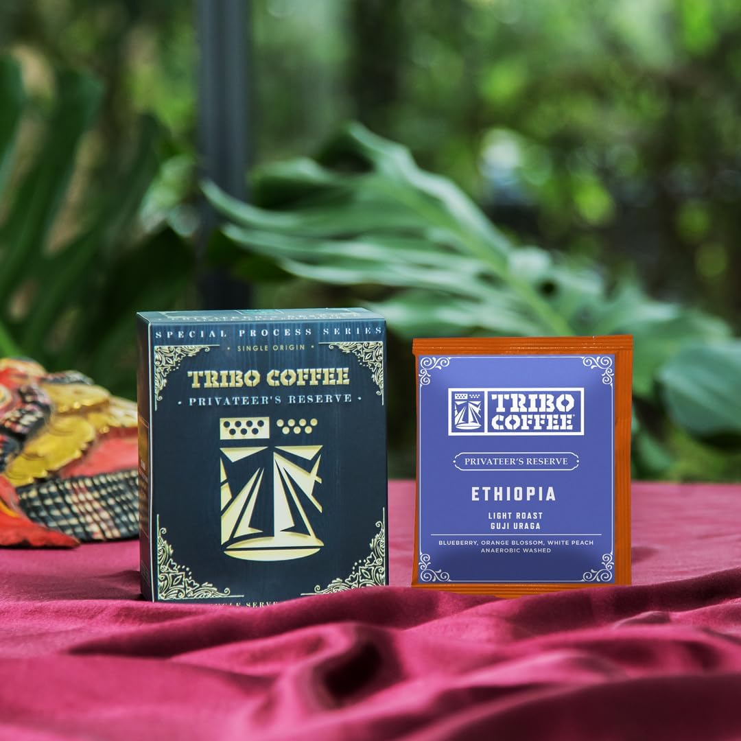 Tribo Coffee Single-Serve Portable Pour Over Drip Coffee - Privateer's Reserve Variety - 5 Servings (Light - Medium Roast)