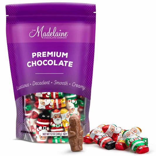 Madelaine Milk Chocolate Mini Santa Candies – Individually Wrapped Holiday Chocolates – Christmas Candy Stocking Stuffers – 12 oz (40 Mini Santas)