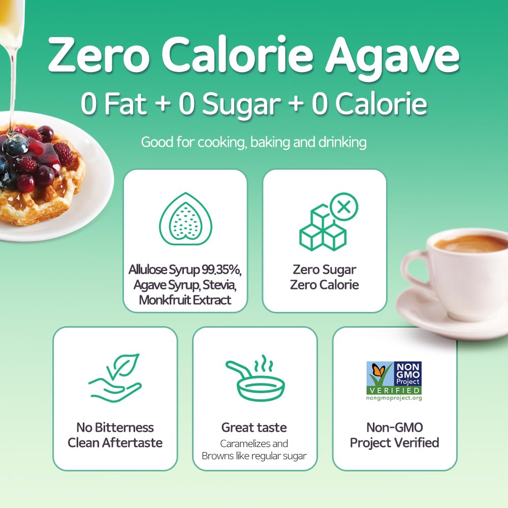ALTist Allulose Syrup Sweetener – Zero Calorie Liquid Sugar Alternative, Keto, Vegan, Non-GMO, Plant-Based | 1:1 Sugar Replacement, No Net Carbs, Zero Fat, 17.7 fl oz x 2 Bottle - Agave