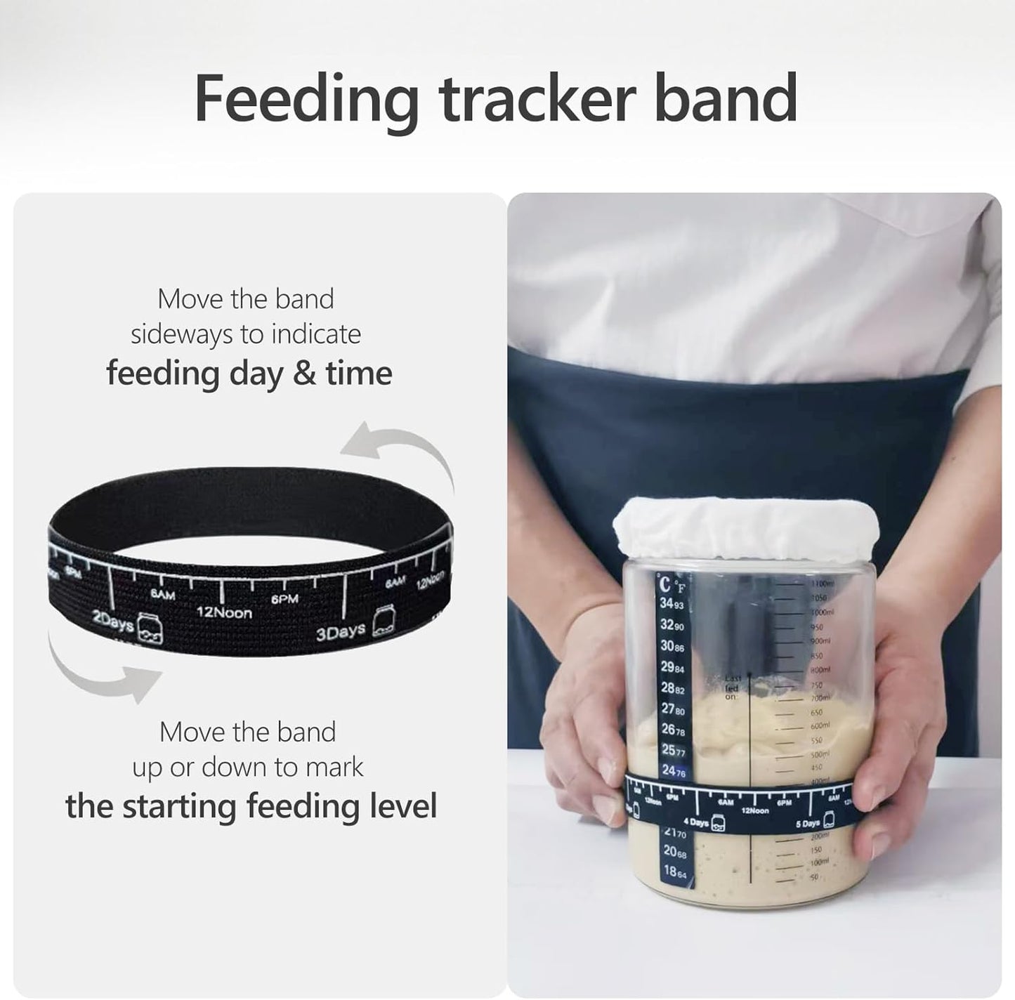 Sourdough Starter Kit -40oz Thick Glass Sourdough Starter Jar Sour Dough Container for Bread Baking Includes Guide Sourdough Container Perfect Sourdough Bread Baking Gift for Home Bakers (1-pack)