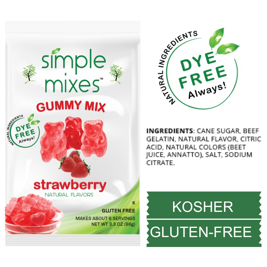 Simple Mixes Natural Gummy Mix, Healthy Snack, Dye-Free, No Gluten or Fat, Kosher, (3-Pack, Variety)