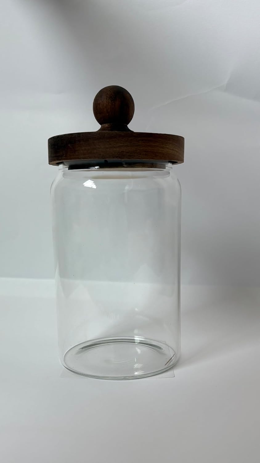Glass Jars with wooden lids for spices, sugar, beans, nuts or pasta (30oz (900ml))