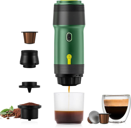 3 In 1 Portable Coffee Maker for Travel, 20 Bar Portable Espresso Machine with USB,Travel Coffee Maker Self-Heating, Compatible with Ground Coffee & Capsule for Hiking,Office,RV（Upgrade）
