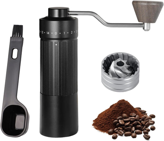 Manual Coffee Grinder, Hxswkk Hand Coffee Bean Grinder with 6-star Stainless Steel Burr for Espresso, Moka, Pour Over, French Press, External Adjustable Setting, for Camping Travel Home Office