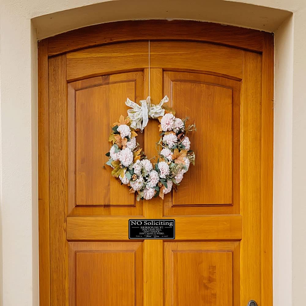 No Soliciting Sign for Home/Office, Modern Design 9x4 Inch Acrylic Sign, Self-Adhesive