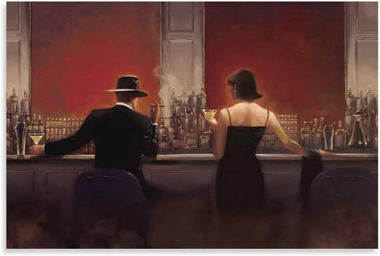 Of Men And Women Drinking In A Bar Cigar Canvas Printing Posters Bathroom Decor for Home Toilet Restroom 16x24inch(40x60cm)