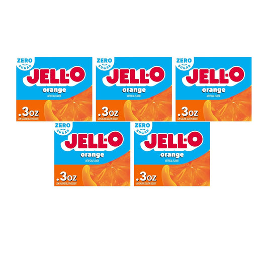 Jell-O Orange Flavor Sugar-Free Gelatin Mix, 0.30 Ounce (8.5G), (Pack of 5)