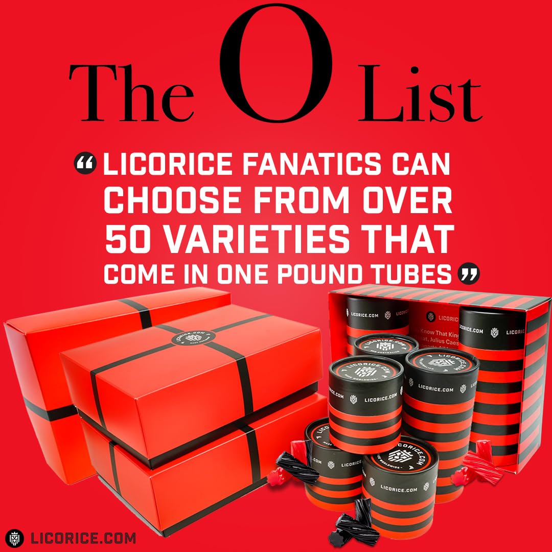 Licorice.com | Candy Gift Box | Soft & Chewy Australian Red, Black & Fruity Licorice | Yummy Strawberry, Green Apple & Raspberry | Great Gift Idea for Holidays and Birthdays | Pack of 3