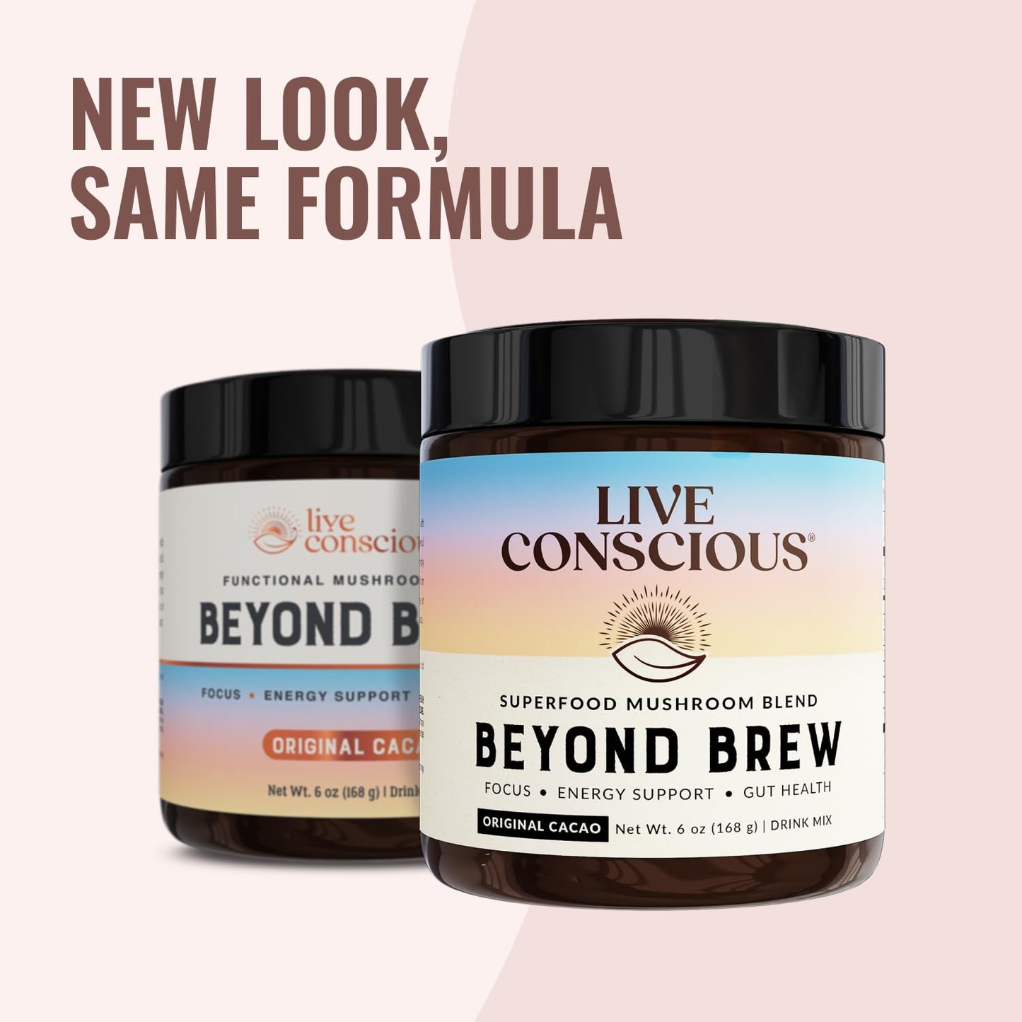 Live Conscious Beyond Brew - Coffee Alternative - Low Caffeine - Mushroom Complex w/Lion’s Mane, Reishi, Cordyceps & Chaga for Sustained Focus, Energy & Immunity - w/Prebiotics & Probiotics - 30
