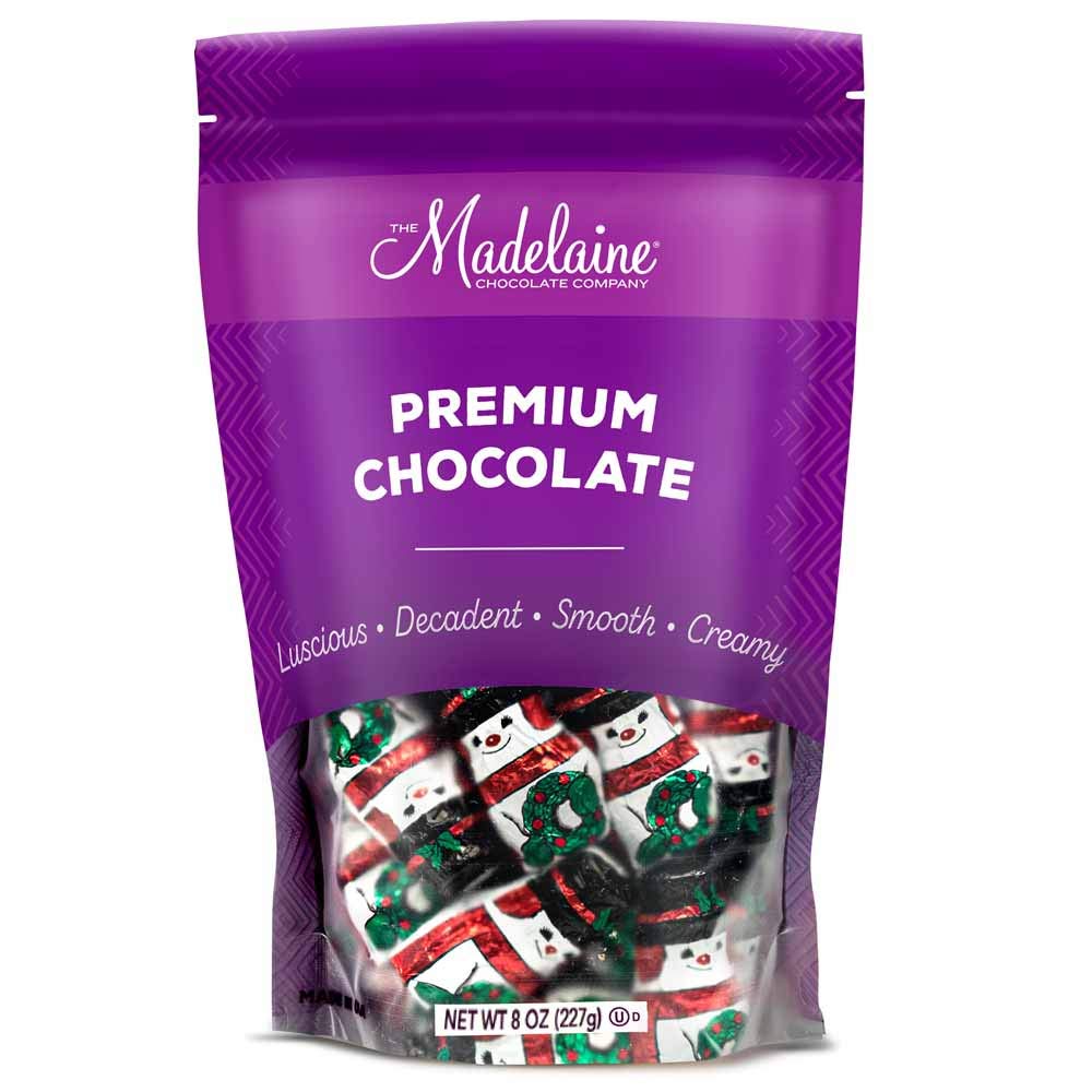 Madelaine Premium Solid Milk Chocolate Snowmen - Christmas Party Favor - Candy Stuffer & Holiday Treat - Wrapped In Italian Foil - Contains Half Pound