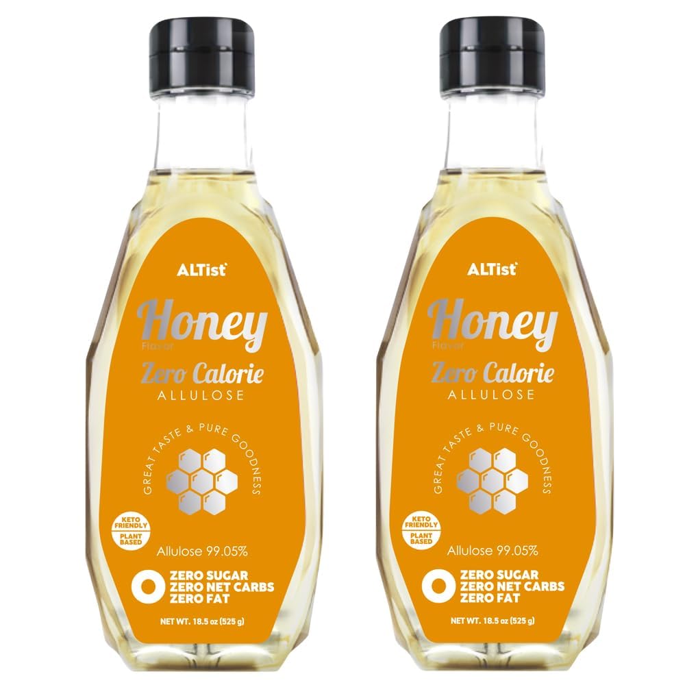 ALTist Allulose Syrup Sweetener – Zero Calorie Liquid Sugar Alternative, Keto, Vegan, Non-GMO, Plant-Based | 1:1 Sugar Replacement, No Net Carbs, Zero Fat, 17.7 fl oz x 2 Bottle - Honey