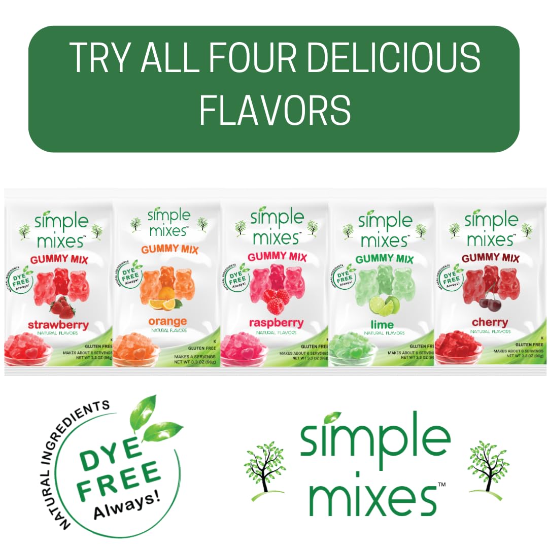 Simple Mixes Natural Gummy Mix, Healthy Snack, Dye-Free, No Gluten or Fat, Kosher, (3 Pack, Orange)