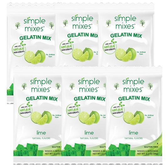 Simple Mixes Natural Gelatin Dessert, Lime, Kosher, 6 Pack of 3.1 oz each