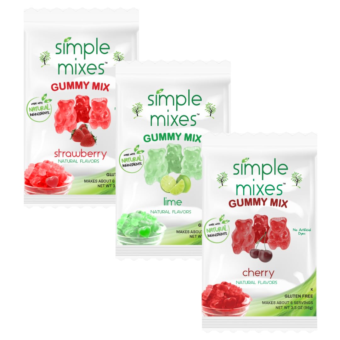 Simple Mixes Natural Gummy Mix, Healthy Snack, Dye-Free, No Gluten or Fat, Kosher, (3-Pack, Variety)