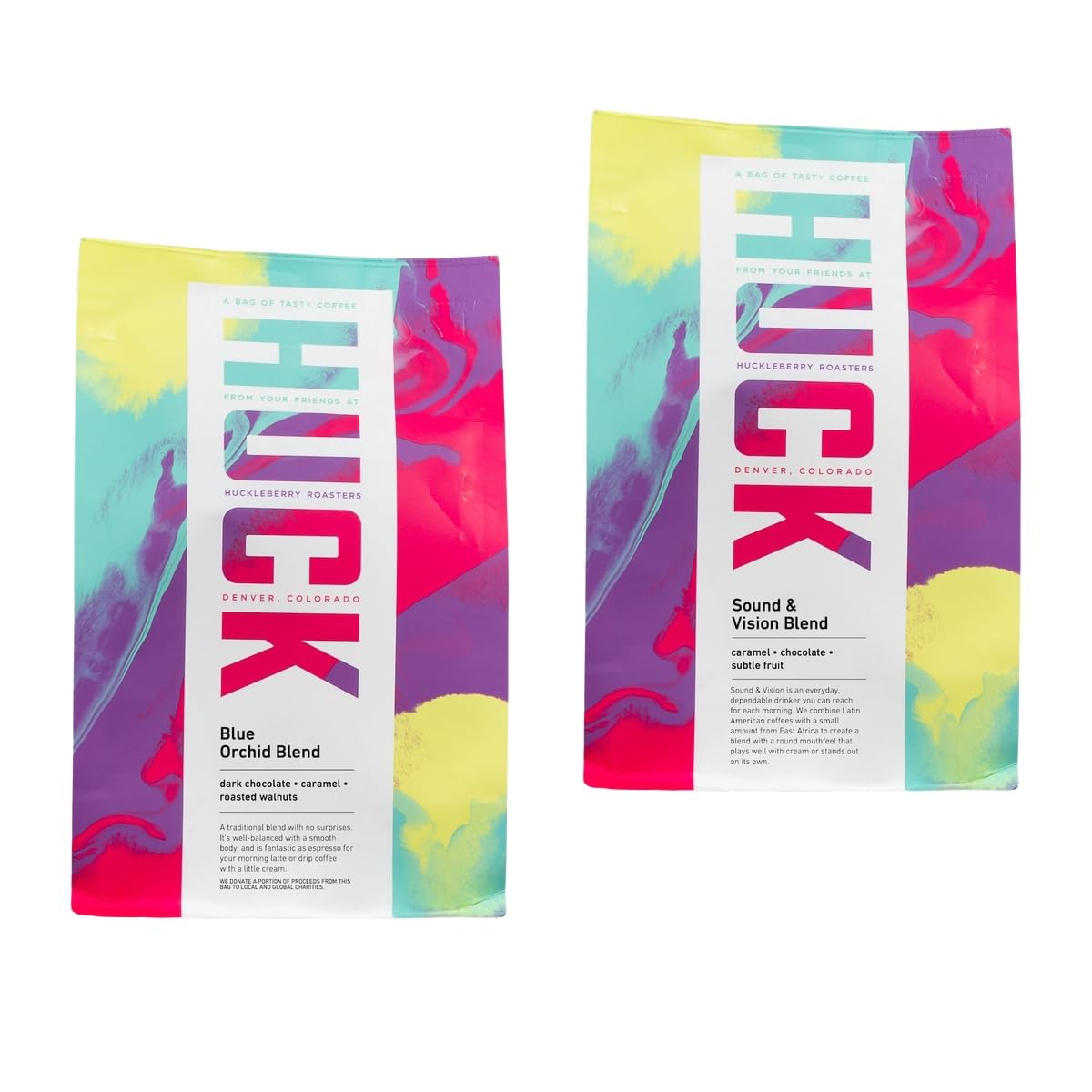 Bean Box Denver Coffee Sampler, 2-Pack - Roasted by Huckleberry Roasters, Gourmet Arabica Coffee, Variety Pack - Freshly Ground