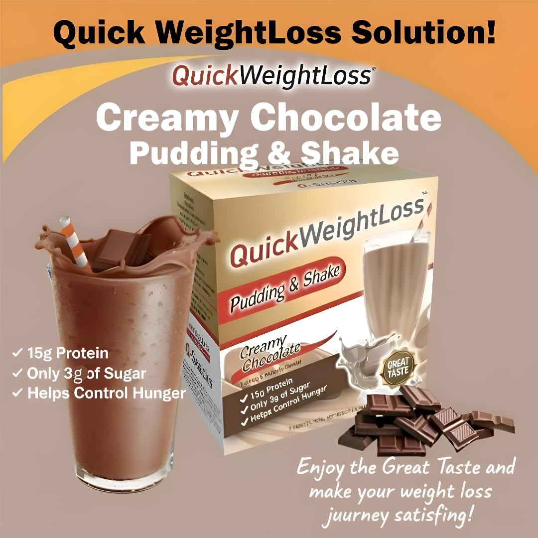 Creamy Chocolate Pudding & Shake Mix - High Protein - Low Calorie - Low Fat - Low Carb, Meal Replacement Shake – Control Hunger & Increase Energy - 15g Protein (7ct) / Box