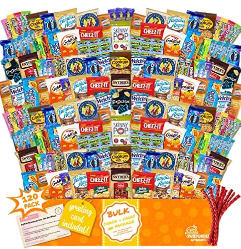 Snack Box Variety Pack (120 Count) - Snacks Variety Pack for Adults, Kids and Teens with Chips, Cookies & Bars - Care Package for College Students, Office Treats, Travel & Birthdays
