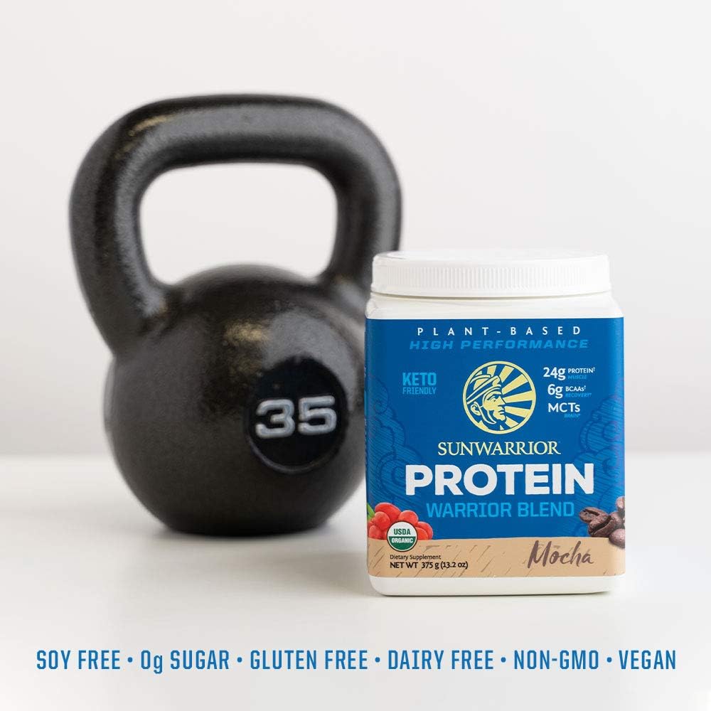 Sunwarrior Organic Plant Based Protein Powder | Vegan Organic Protein Powder Mocha Flavored with BCAA Amino Acids & Hemp Seed Pea Blend | Non-GMO Soy Dairy Filler & Gluten Free (Mocha, 15 Servings)