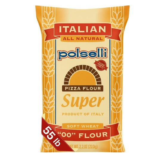 SUPER, Tipo 00 double Zero Flour, for Pizza, Bread, Pastas, and more, Specifically formulated for Roman Pizza, All Natural, Unbleached, Unbromated, No Additives, Formulated for a 72+ hour rise, (25 kg) 55 lbs by Polselli