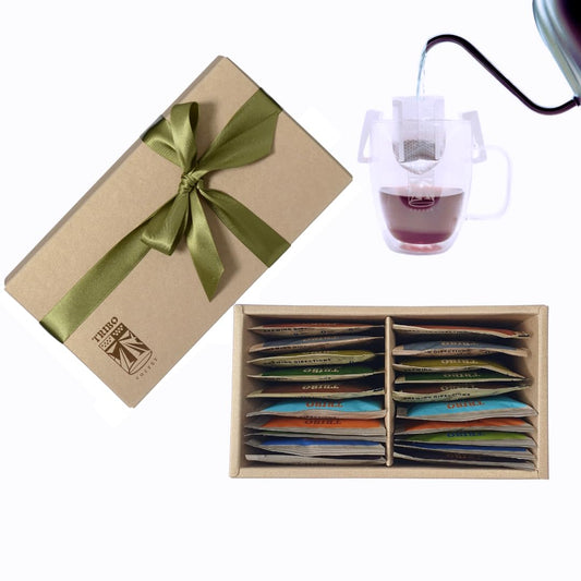 TRIBO COFFEE Single-Serve Portable Pour Over Drip Coffee - Discovery 3 Variety Gift Box | Includes 20 servings (2 of each type)
