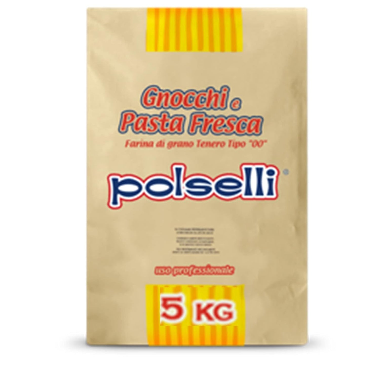 POLSELLI Fresh Pasta Flour, 100% Soft Wheat, 5 kg (11 lbs) Tipo 00, Bread Machine or Handmade Pasta for Bread, Gnocchi, Product of Italy