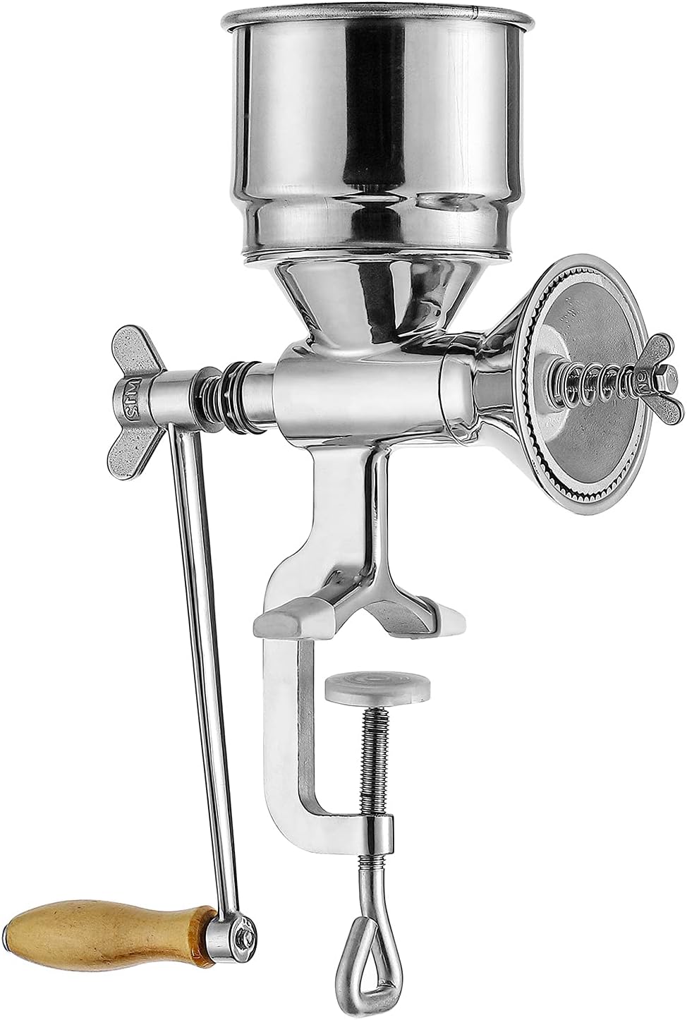 Moongiantgo Hand Grain Mill Manual Coffee Grinder Coarseness Adjustable Stainless Steel Hand Crank Grinding Tool with Table Clamp for Rice Spices Pepper Beans