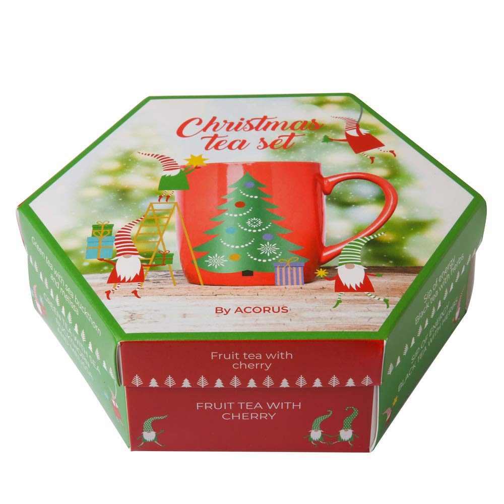 ACORUS Christmas Tea Set, Herbal Fruit Tea Gift Set, 60 Assorted Tea Bags Variety Pack, Herbal Tea and Fruit Tea Sampler, Specialty Tea Bags Individually Wrapped, Tea Gifts for Women, Men, Tea Lovers