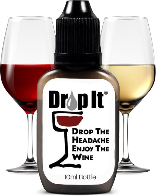 Drop It Wine Drops, Original - 10 mL Bottle - Naturally Reduces Sulfites and Tannins in Red, White & Sparkling Wines - Portable & Easy to Use - Treats Up to 55 Glasses or 9 Bottles of Wine - USA Made