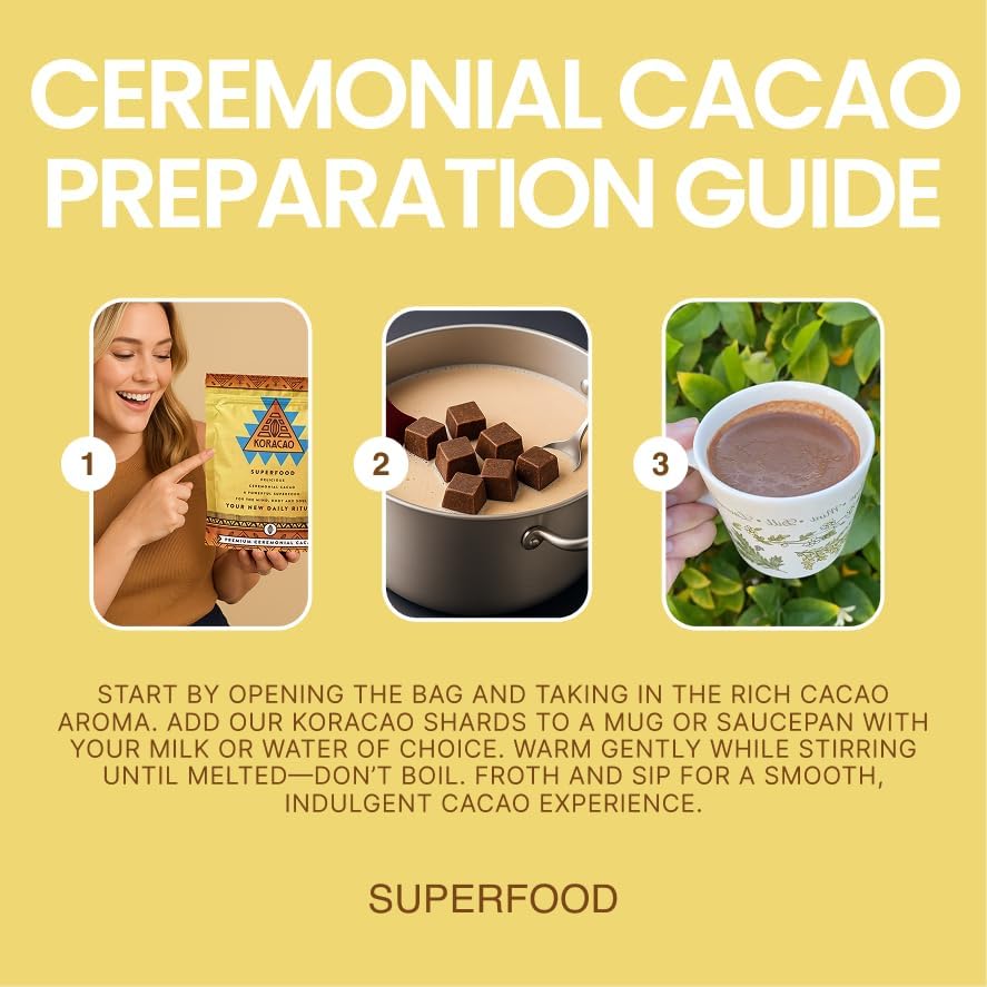 KORACAO Sustainably Harvested Cacao | Ideal Superfood for Everyday Bliss | Ceremonial Grade Cacao | Enhance Your Spiritual Journey with Ancient Superfood Delight - 1 Pound
