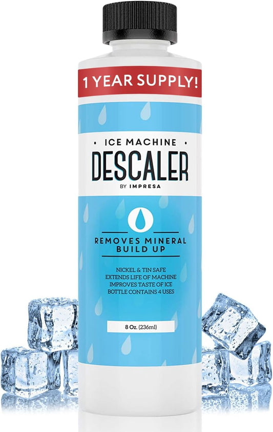 IMPRESA Ice Maker Cleaner & Descaler - 8 Fl Oz Bottle (4 Uses) - Universal Ice Machine Cleaner for Commercial & Residential Models - Compatible with Scotsman, Manitowoc & Other Brands