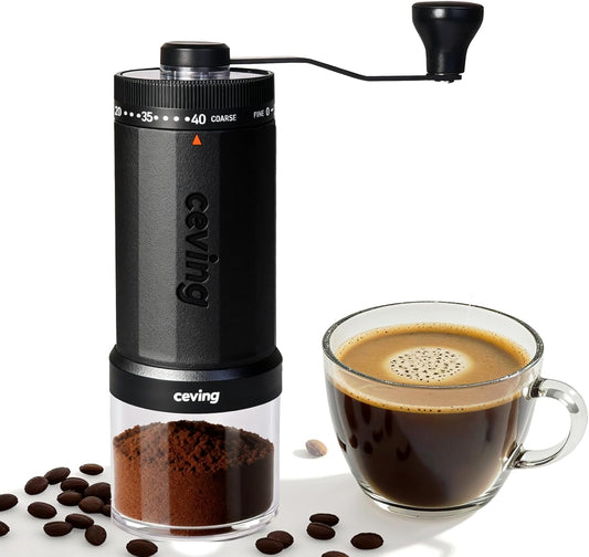 World's First 60g Large Capacity Manual Coffee Grinder, Portable Hand Coffee Bean Mill with 40 Adjustable Settings, Ceramic Conical Burr Grinder for Espresso, Pour Over, Camping, Travel, Gift, etc