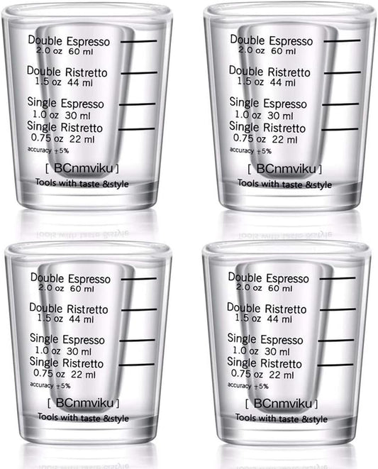 Shot Glasses Measuring cup Liquid Heavy Base Glass Wine Glass Espresso Shot Glass Measurement 2 OZ / 60ML Glass Set for Whiskey, Tequila, Vodka Birthday Gifts Women Men,(Square-4pack)