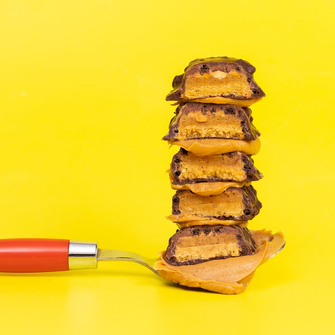 FITCRUNCH Full Size Protein Bars, 6-Layer Baked Bar, 6g of Sugar, Gluten Free & Soft Cake Core (12 Bars, Peanut Butter)