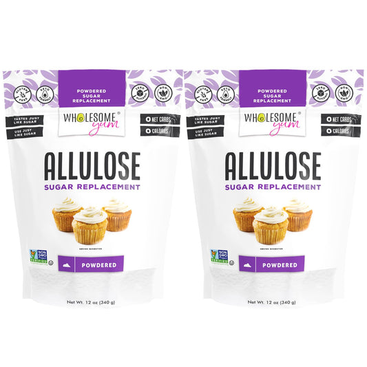 Wholesome Yum Powdered Allulose Sweetener - Natural Keto Powdered Sugar Substitute - Non GMO, Zero Carb, 0 Calorie, Sugar Free, No Aftertaste - Confectioners Sugar Replacement (12 oz, 2 Pack)