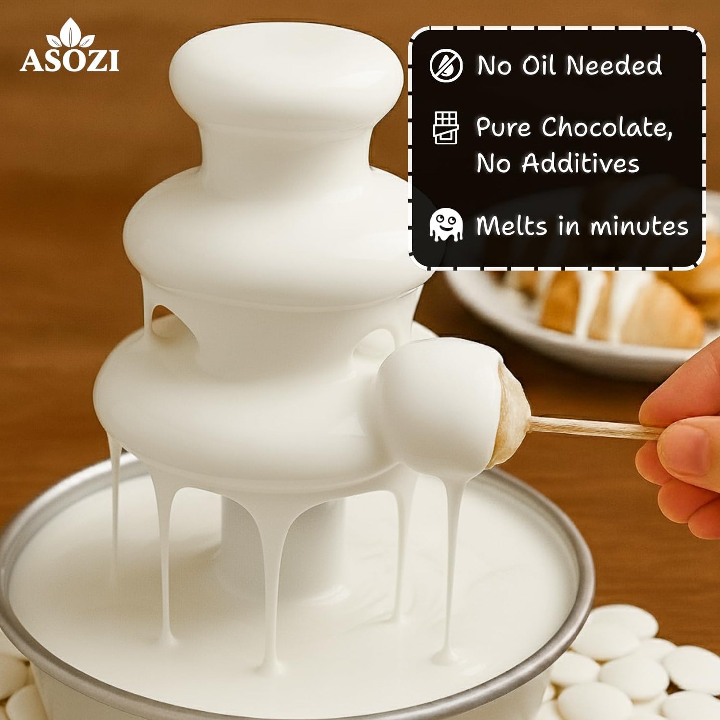 Super White Chocolate Melting Wafers 5lb – Smooth and Creamy, Perfect for Dipping, Baking, Candy Making, and Decorating Desserts – Ideal for Fountains, Coating, and Molded Chocolates (Super White Chocolate)